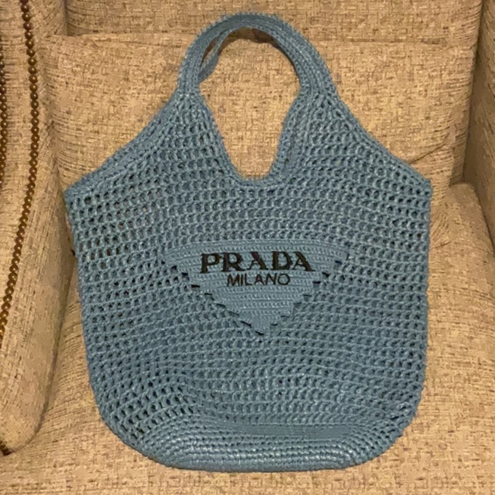 BRAND NEW! NEVER USED! Prada Light Blue Knit Tote